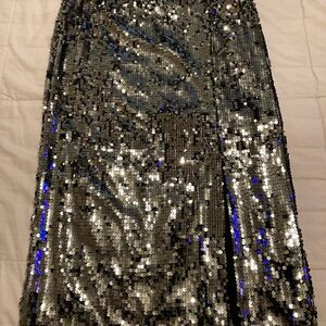 Nine West Glittering Silver Pencil Skirt